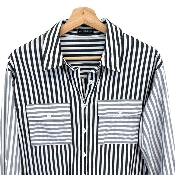 MIHOLL Strip Button Down 100% Cotton - Picture 2 of 5